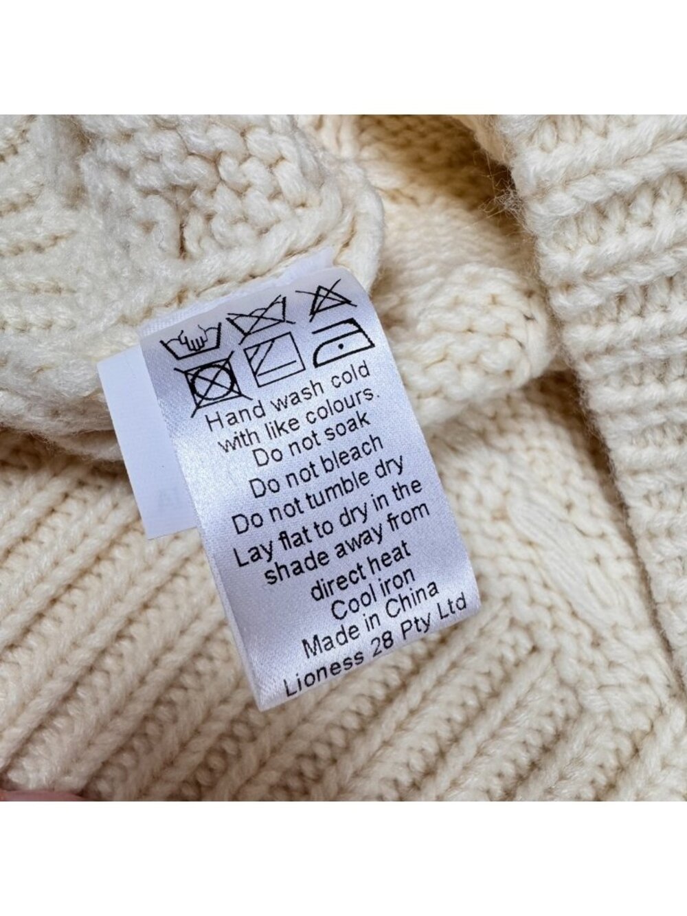 Lioness Gigi Oversized Fisherman Sweater L Chunky Slouchy Boxy Boho Ivory - Picture 10 of 14